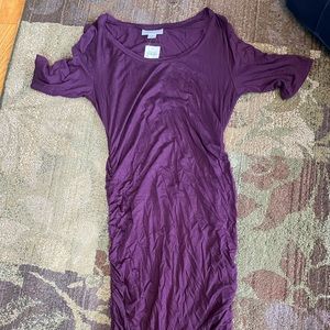 Medium purple short sleeve maternity dress